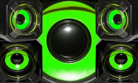 Background of wireless music systems.A pair of mini audio speakers. Stock Photos