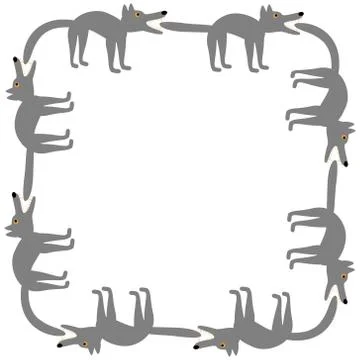 Background with wolves. Cartoon flat characters. Vector Image. Stock Illustration