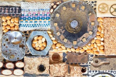 Background from wooden and mechanical objects abstract background from woo... Stock Photos