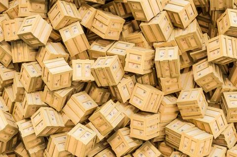 Background from wooden boxes. 3D rendering 스톡 일러스트