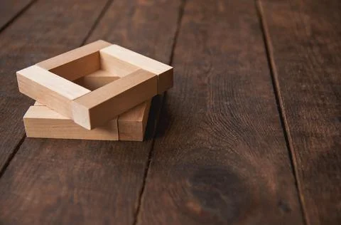 Background wooden brown there are laid out wooden rectangles Stock Photos