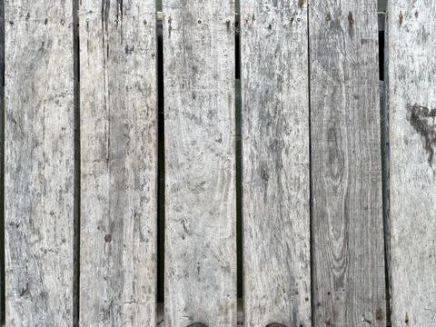 The background is a wooden deck with a pattern of longitudinal lines Stock Photos