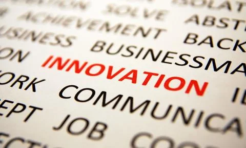 Background with words innovation, Foto stock