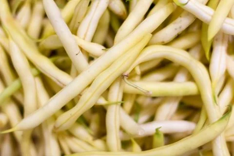 Background from yellow bean string. Close up Stock Photos