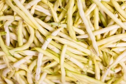 Background from yellow bean string. Close up Stock-Fotos