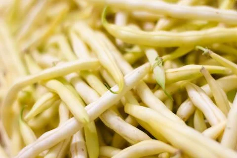 Background from yellow bean string. Close up Foto stock