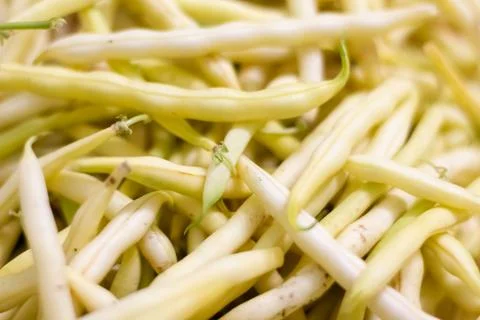 Background from yellow bean string. Close up Foto stock