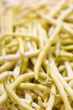 Background from yellow bean string. Close up Foto stock