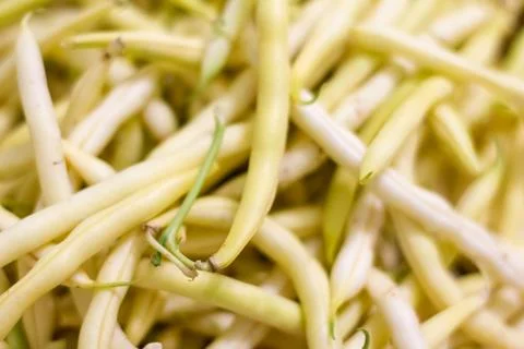Background from yellow bean string. Close up Foto stock