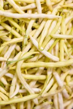 Background from yellow bean string. Close up Foto stock