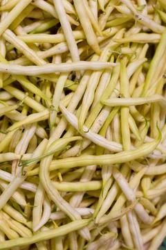 Background from yellow bean string. Close up Foto stock