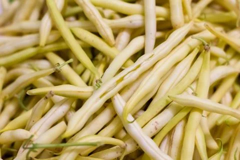 Background from yellow bean string. Close up Foto stock