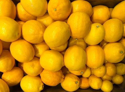 Background of yellow lemons. The texture of lemons. Lemons close-up Stock Photos