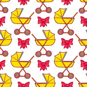 Background of yellow prams Illustrazione stock