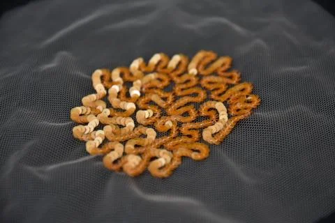 Background yellow sequin Stock Photos