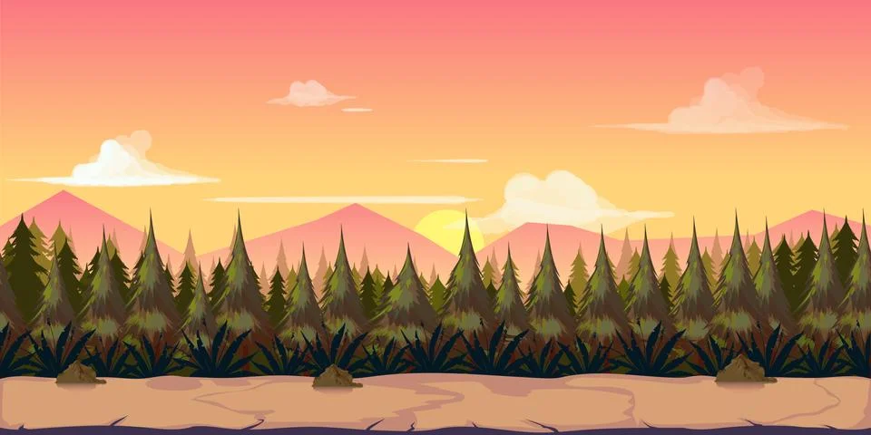 Background for your game, created in modern pinky colours. Sunset and twilight Stock Illustration