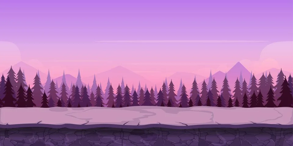 Background for your game, created in modern purple colours. Sunset and twilight Illustrazione stock