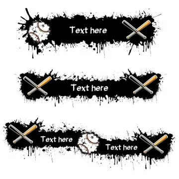 Backgrounds baseball balls and bat with ink blots Stock Illustration