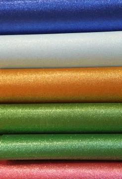 Backgrounds of colored glitter sheets to prepare customized decorations for C Stockfoto's