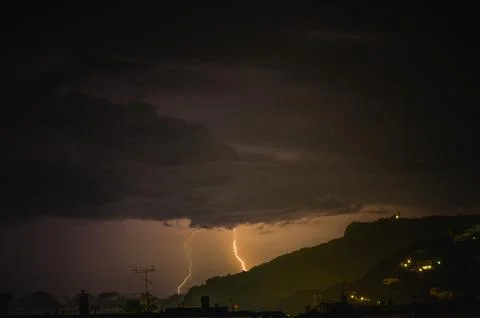 Backgrounds of flashes and lights during a thunderstorm Photos