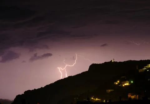 Backgrounds of flashes and lights during a thunderstorm 库存照片