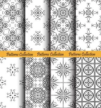 Backgrounds Floral Patterns Set Stock Illustration