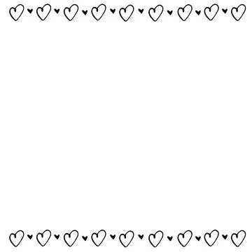 Backgrounds, frames of small outline black hearts. Hand drawn love romance th Stock Illustration
