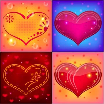 Backgrounds, red hearts Stock Illustration