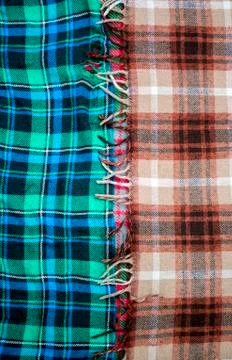 Background:texture of half multicolored blankets,quilt with vari Foto stock