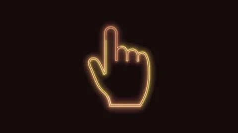 Backhand Index Pointing Up Icon Neon Seamless Loop with Black Background 4K Video stock 311429404