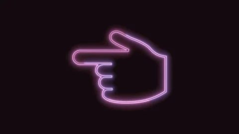 Backhand Index Pointing Left Icon Neon Seamless Loop with Black Background 4K Video stock 311300939
