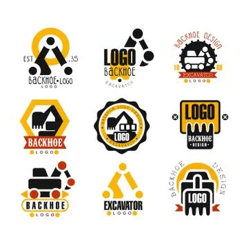 Backhoe and excavator logo design set vector Illustrations Stock Illustration