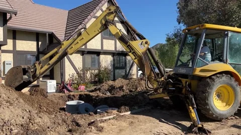 Backhoe Backfill Septic Stock Footage 174845782
