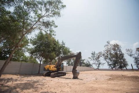 Backhoe, backhoe at a construction Stock Photos