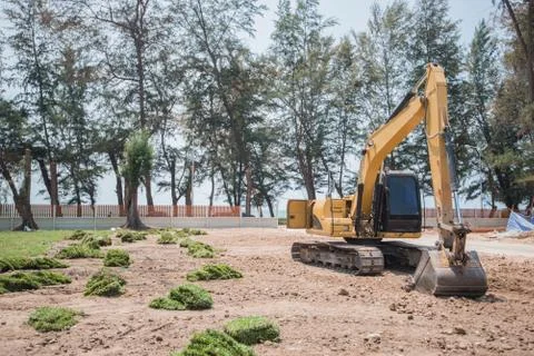 Backhoe, backhoe at a construction Stock Photos