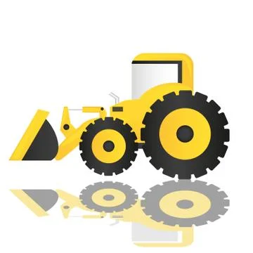 Backhoe cartoon isolated on white background 스톡 일러스트