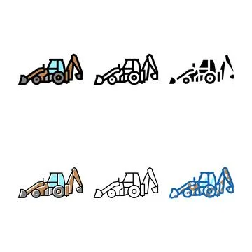 Backhoe construction car vehicle styles color icon vector Illustrazione stock