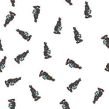 Backhoe construction car vehicle vector seamless pattern Stock Illustration