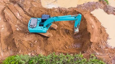 Backhoe on the construction site. Stock Photos