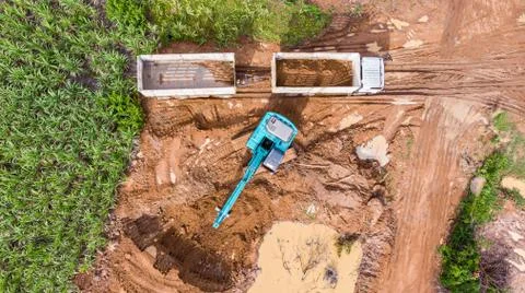 Backhoe on the construction site. Stock Photos