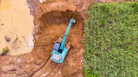 Backhoe on the construction site. Stock Photos