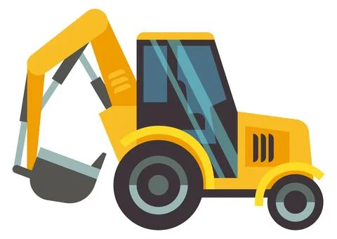 Backhoe construction transport side view flat icon イラスト素材