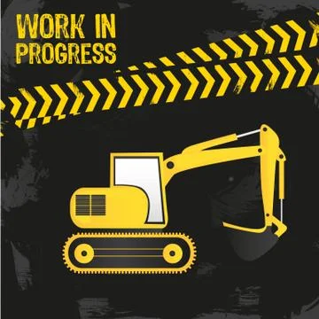 Backhoe design, under construction, vector illustration 库存插图