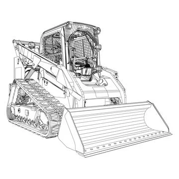 Backhoe Excavator Machine Vector. Heavy machinery with tracks and bucket. Stock Illustration