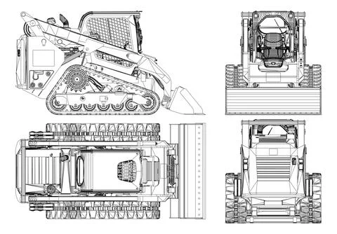 Backhoe Excavator Machine Vector. Heavy machinery with tracks and bucket. 库存插图
