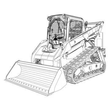 Backhoe Excavator Machine Vector. Heavy machinery with tracks and bucket. Stock Illustration