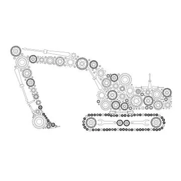 Backhoe icon of tractor from gears. vector eps10 Illustrazione stock