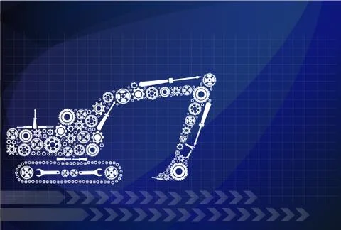 Backhoe icon of tractor from gears. vector eps10 Illustrazione stock