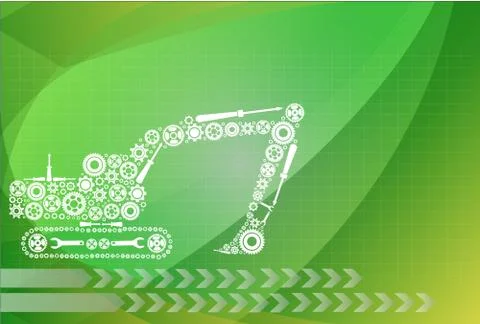 Backhoe icon of tractor from gears. vector eps10 Illustrazione stock