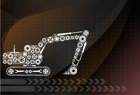 Backhoe icon of tractor from gears. vector eps10 Illustrazione stock